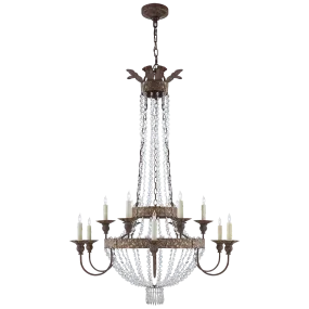 Lyon Chandelier in Antique Gild & Crystal