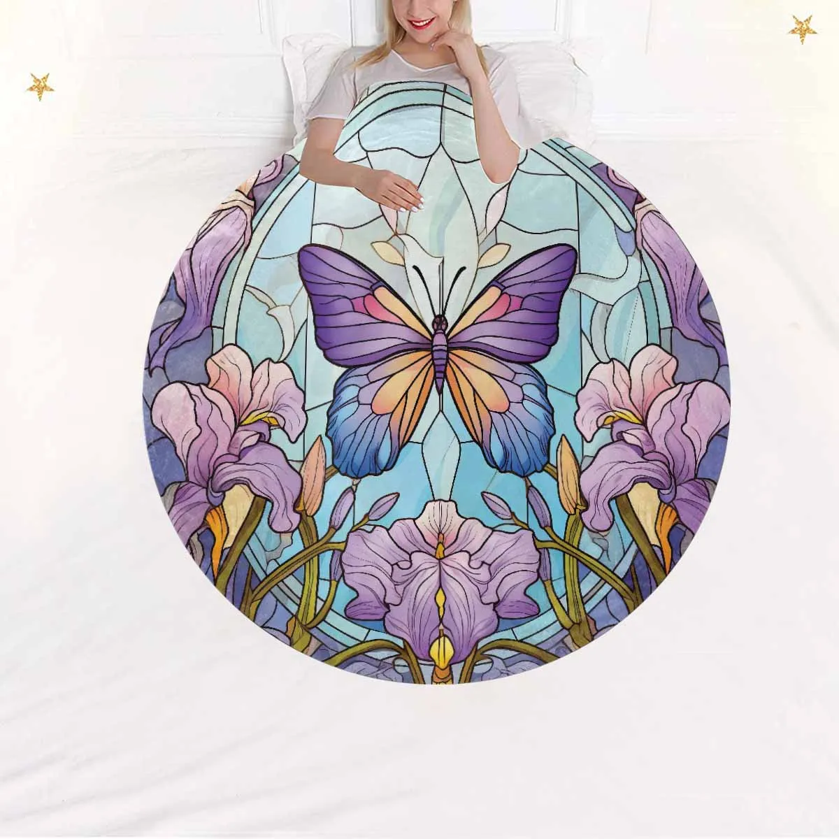 Mandalla_Butterfly_Awd35184  Circular Micro Fleece Blanket 60"