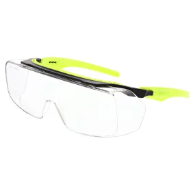 MCR Safety Klondike OTG Safety Glasses - Black/Lime Frame - Clear MAX36 Anti-Fog Lens - OG220DC