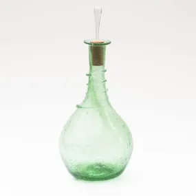 Medieval Style Trailed Glass Bottle with Cork and Glass Stopper