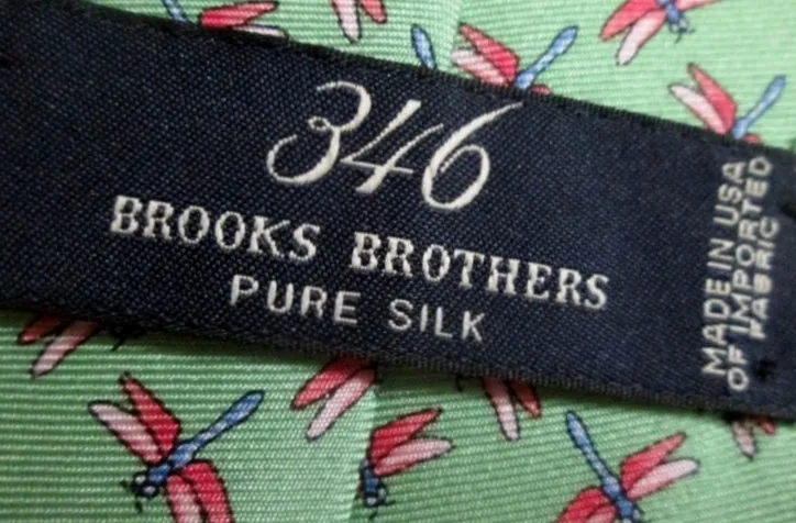 Mens 346 Brooks Brothers DRAGONFLY Insect Bug 100% Silk Tie USA NECK TIE GREEN