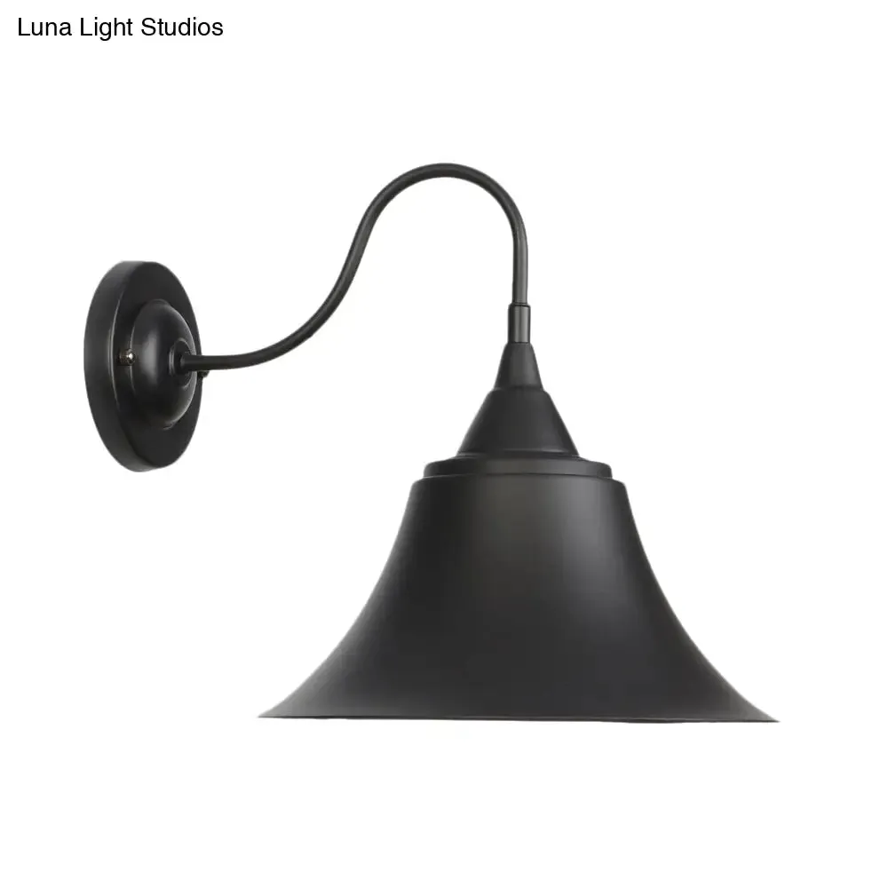 Metal Black/Rust Sconce Light with Gooseneck - Industrial Wall Mounted Lighting