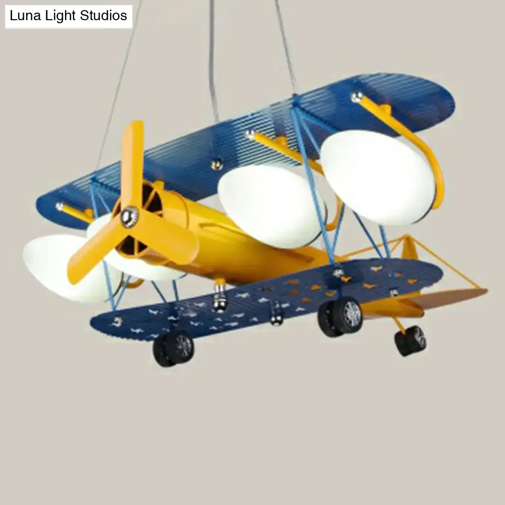 Metallic Yellow Jet Plane LED Suspension Light - Kids Style Chandelier