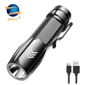 Mini LED Flashlight Built-in 1200mAh Lithium Battery Emergency Torch Waterproof Camping Light USB Rechargeable Camping Lantern