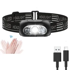 Mini Rechargeable Powerful Sensor Headlamp Fishing Camping USB Head Flashlight COB LED Head Light Torch Headlights Front Lantern