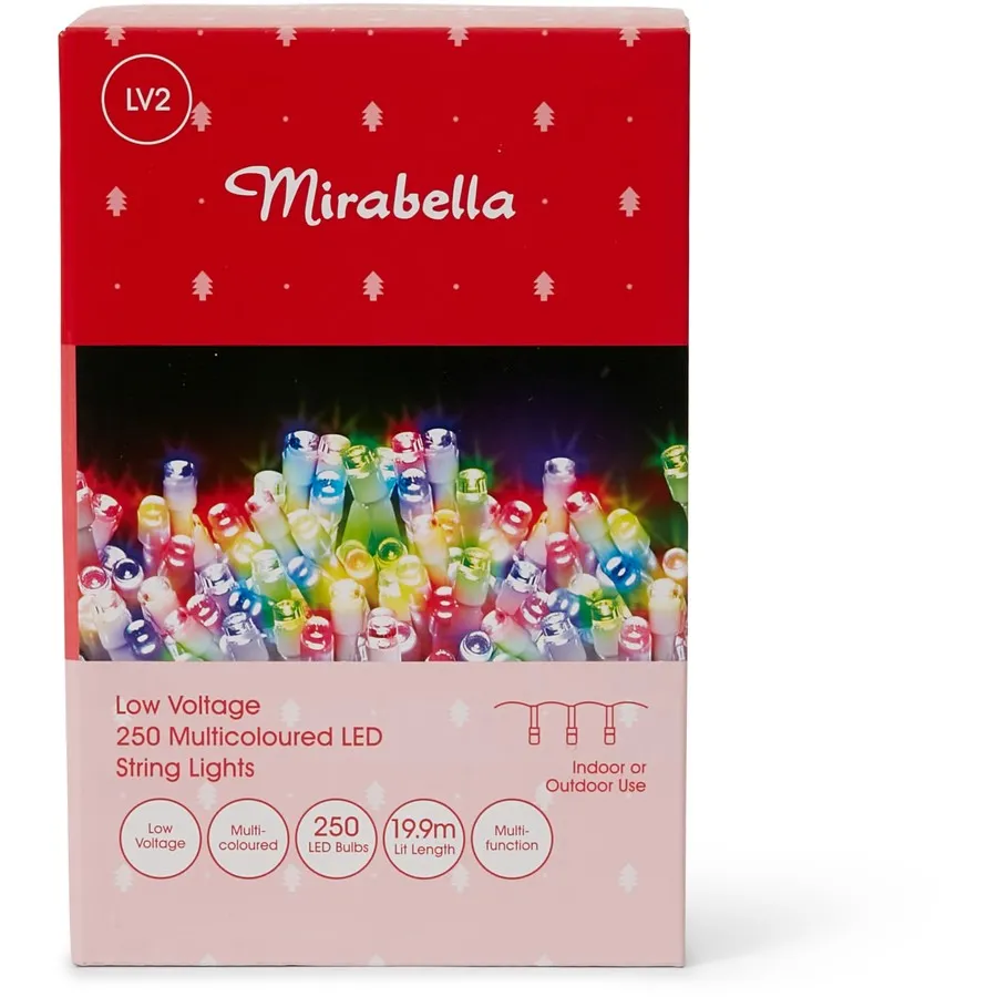 Mirabella Christmas 19.9m Low Voltage 250 LED Multicolour String Lights