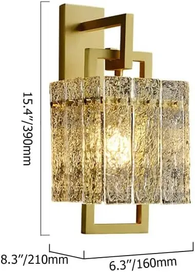 Modern Glass Shade Wall Light in Brass for Bedroom/Hallway