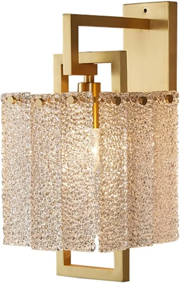 Modern Glass Shade Wall Light in Brass for Bedroom/Hallway