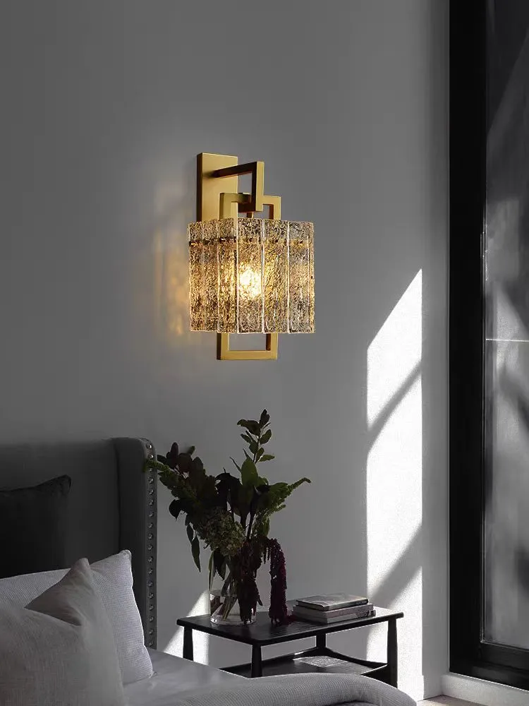 Modern Glass Shade Wall Light in Brass for Bedroom/Hallway