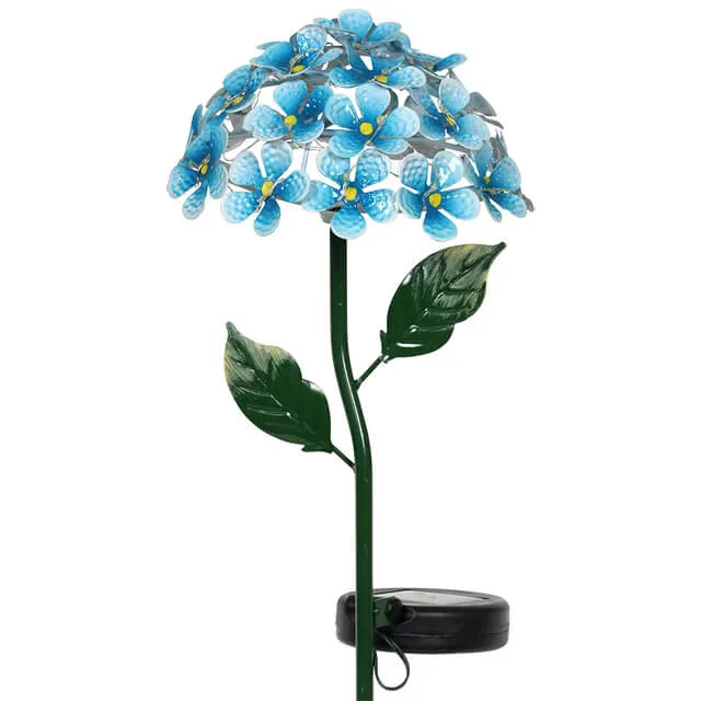 Modern Solar Hydrangea Pile Iron Wrought LED Outdoor Patio Ground Insert Landscape Light