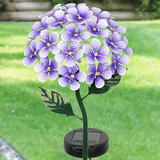 Modern Solar Hydrangea Pile Iron Wrought LED Outdoor Patio Ground Insert Landscape Light