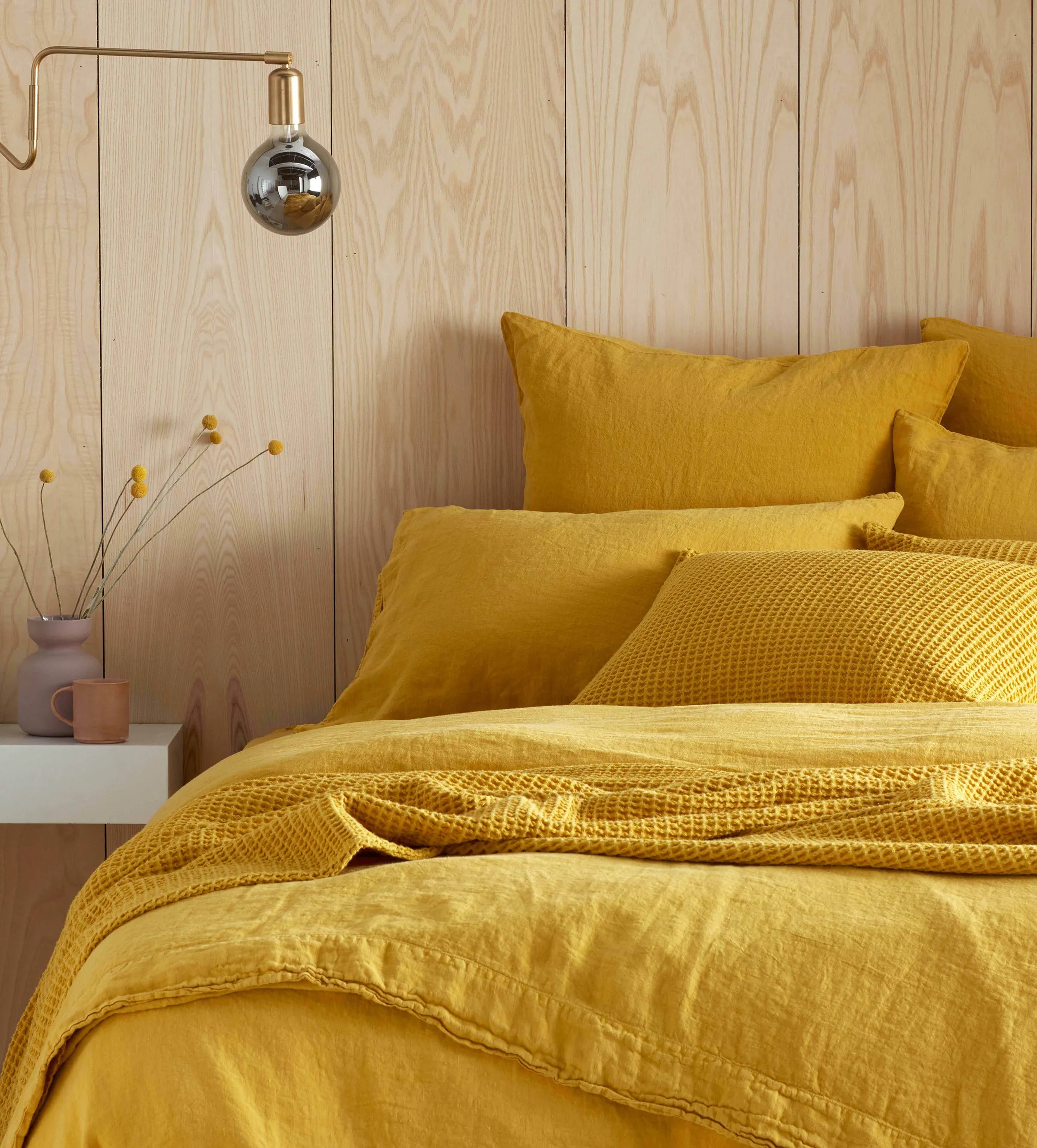 Mustard Yellow 100% Linen Duvet Cover