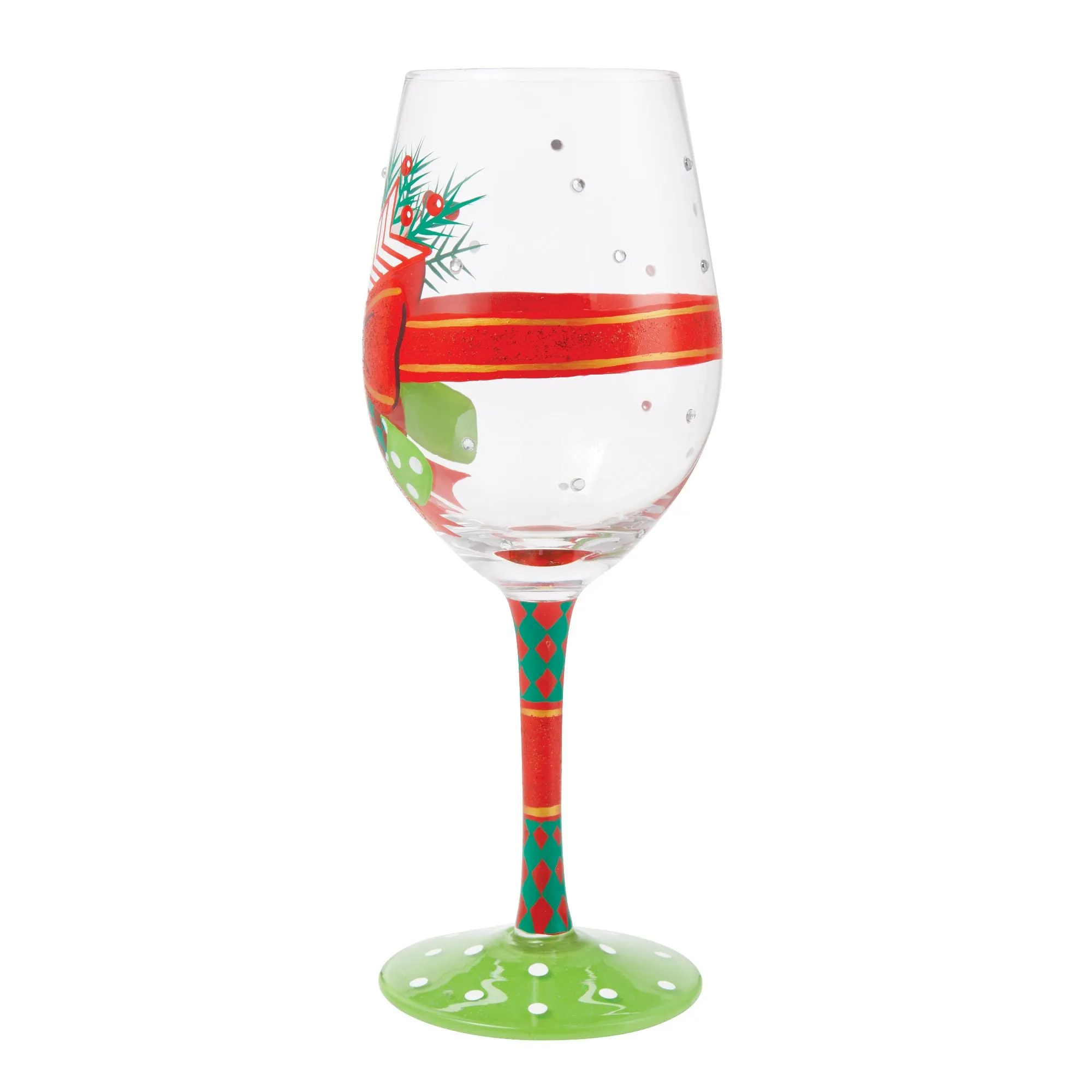 My Fancy Christmas Bow Hand Painted Wine Glass