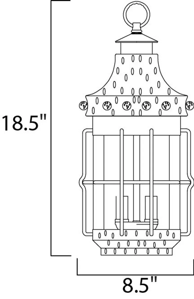 Nantucket 18.5" 3 Light Outdoor Hanging Lantern in Country Forge