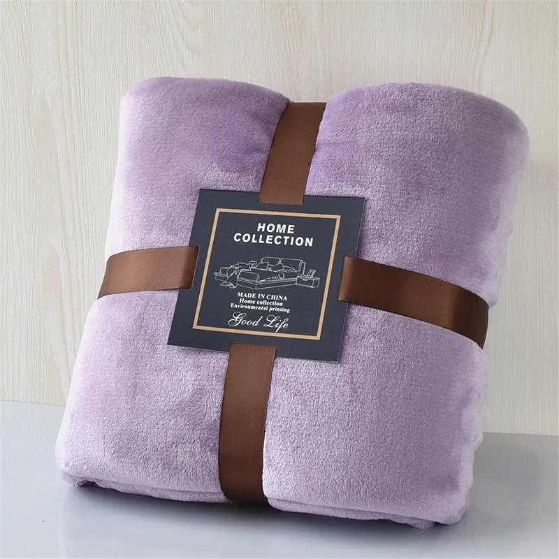 Nap Travel Solid Color Flannel Thickened Blanket