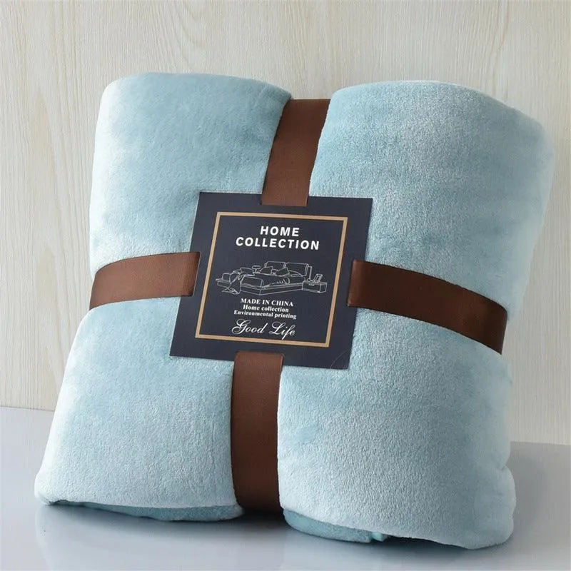 Nap Travel Solid Color Flannel Thickened Blanket