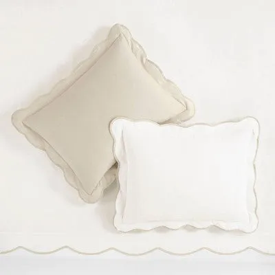 New - 3pc Full/Queen Coastal Chic Scallop Edge Duvet Set Neutral/White - Lush Décor