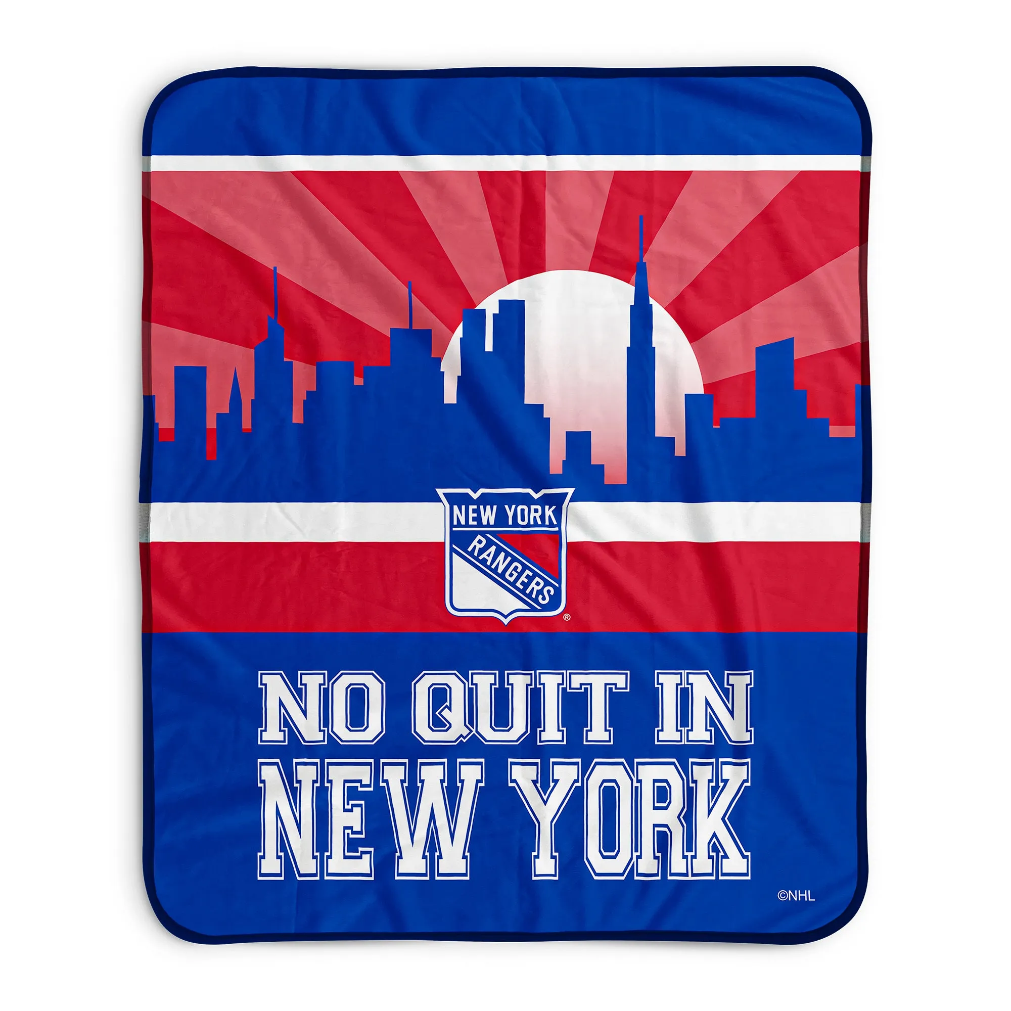 New York Rangers No Quit Skyline Pixel Fleece Blanket