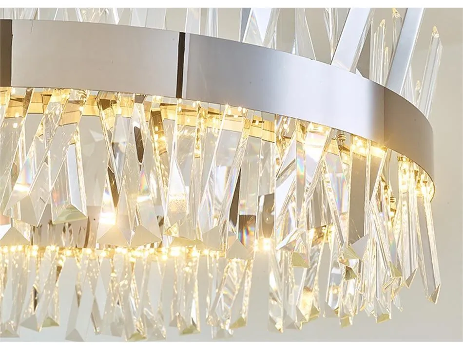 Nordic Chrome/Gold Circular/Rectangular Crystal Chandelier