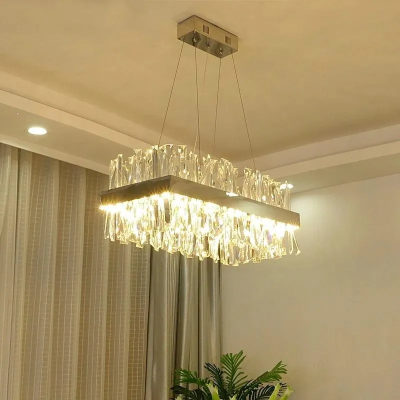 Nordic Chrome/Gold Circular/Rectangular Crystal Chandelier