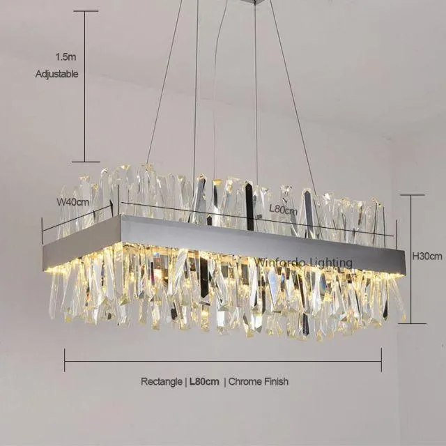 Nordic Chrome/Gold Circular/Rectangular Crystal Chandelier