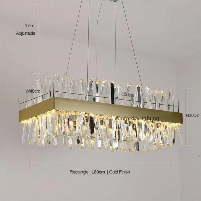 Nordic Chrome/Gold Circular/Rectangular Crystal Chandelier