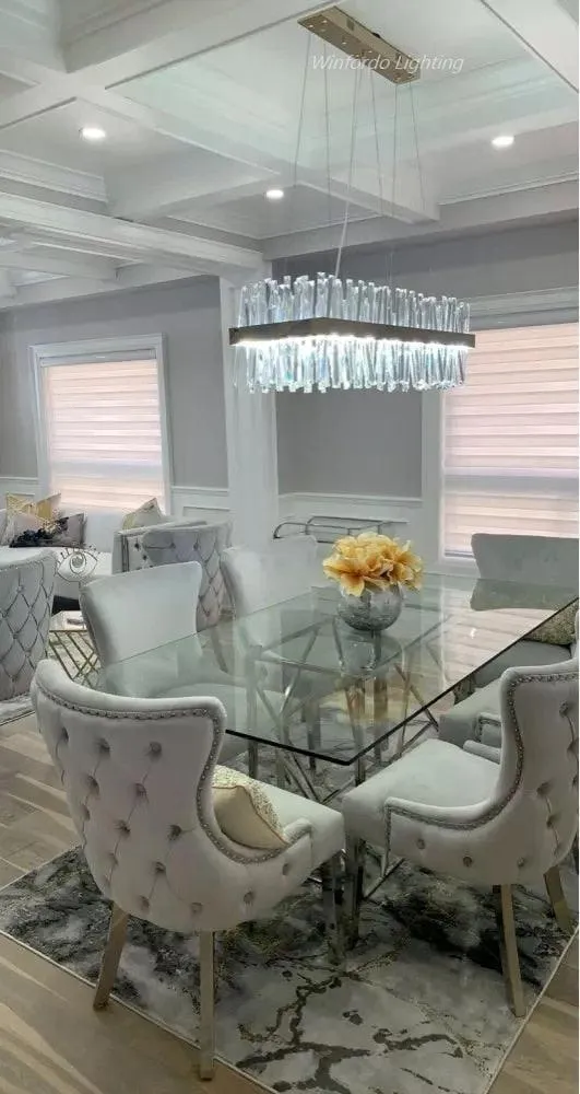 Nordic Chrome/Gold Circular/Rectangular Crystal Chandelier