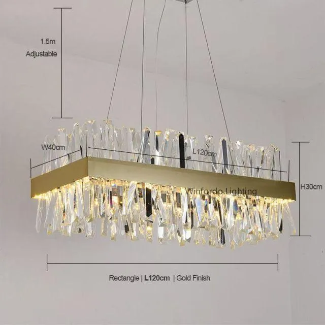 Nordic Chrome/Gold Circular/Rectangular Crystal Chandelier