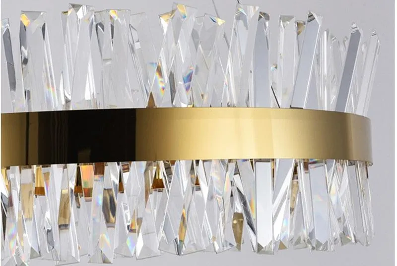 Nordic Chrome/Gold Circular/Rectangular Crystal Chandelier