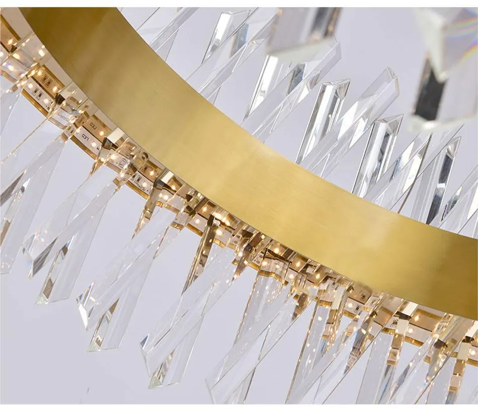 Nordic Chrome/Gold Circular/Rectangular Crystal Chandelier