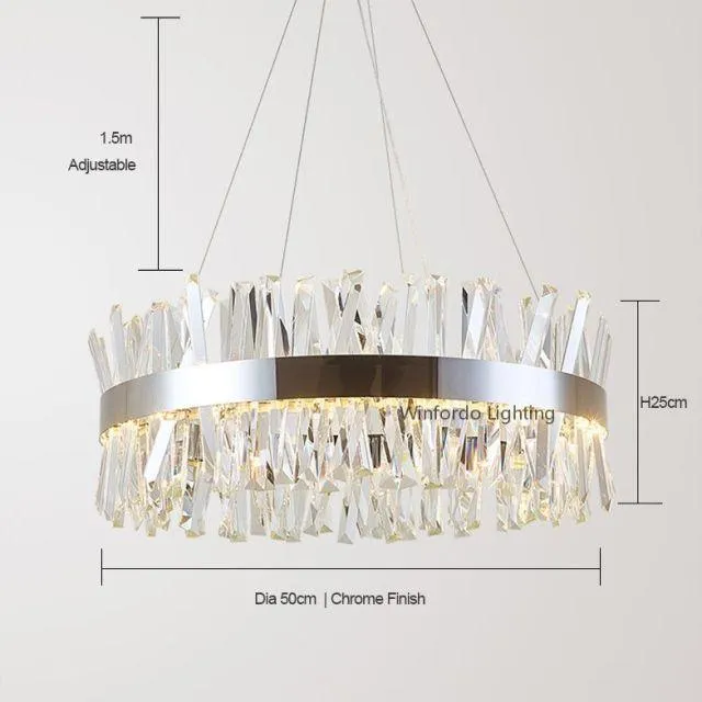 Nordic Chrome/Gold Circular/Rectangular Crystal Chandelier