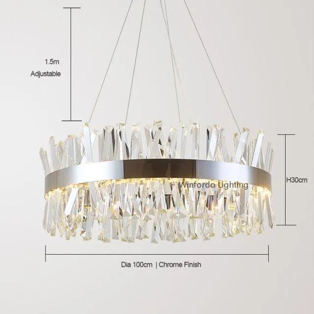 Nordic Chrome/Gold Circular/Rectangular Crystal Chandelier