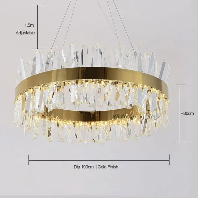 Nordic Chrome/Gold Circular/Rectangular Crystal Chandelier