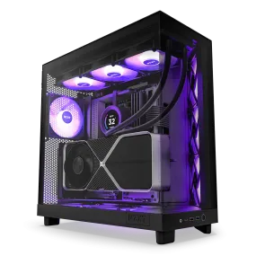 NZXT CHASSIS H6 FLOW RGB (2023) COMPACT DUAL-CHAMBER ATX CASE W/O PSU WITH RGB FANS - ALL BLACK -CC-H61FB-R1