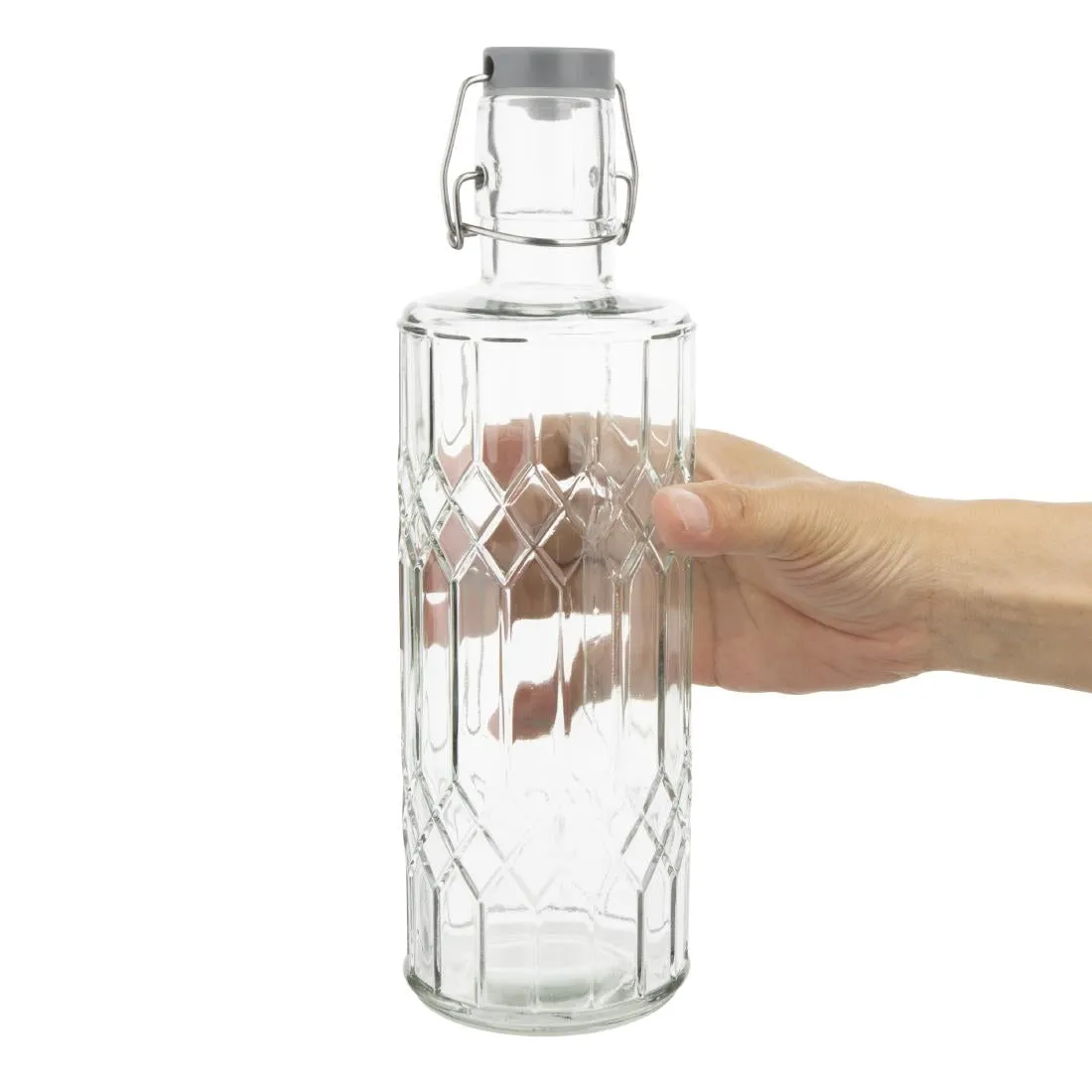 Olympia Geo Glass Water Bottle with Stopper 1Ltr (Pack of 6) - DN816