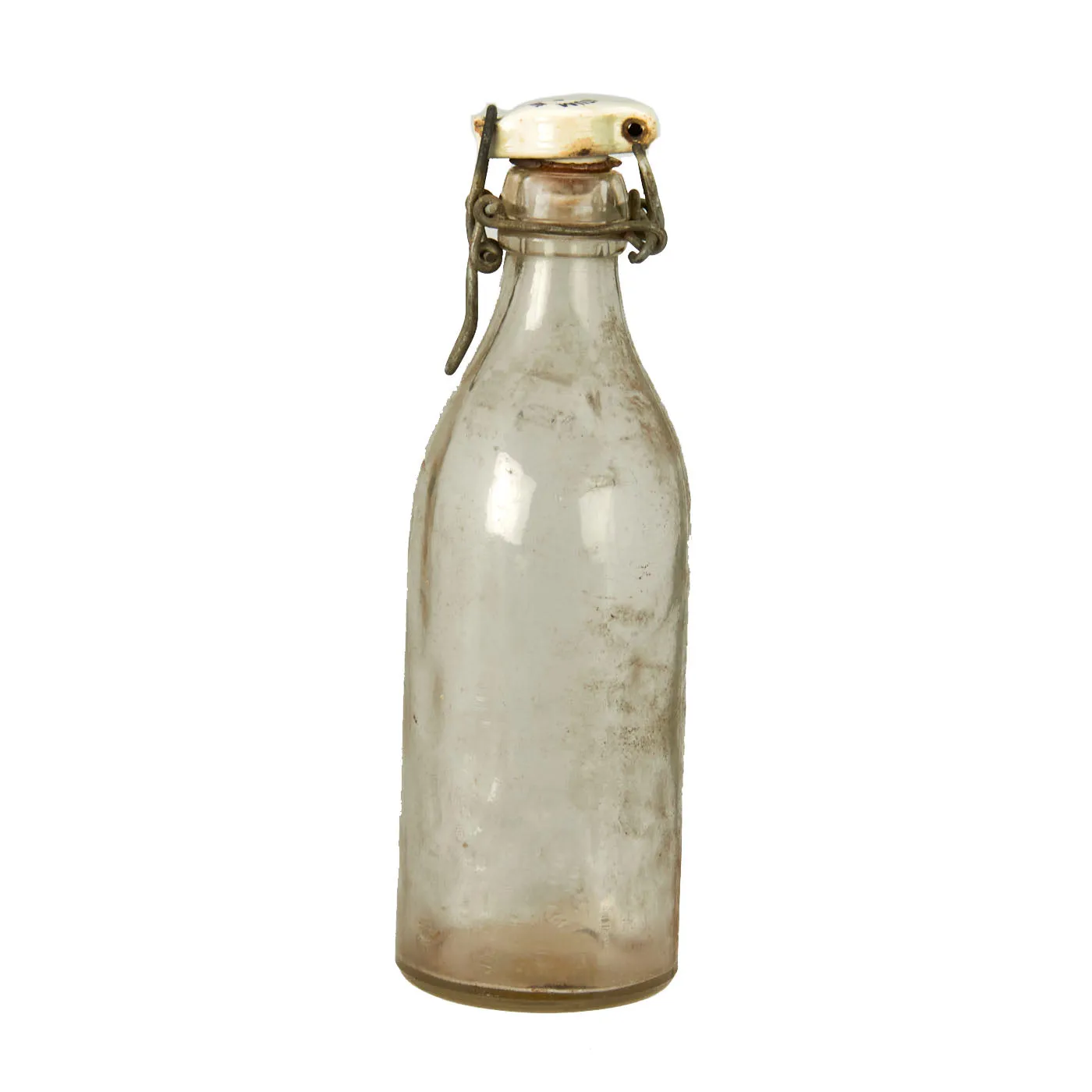 Original German WWII Luftwaffe Marked Clear Glass Beer or Wine Bottle - Marked Property of Luftwaffe