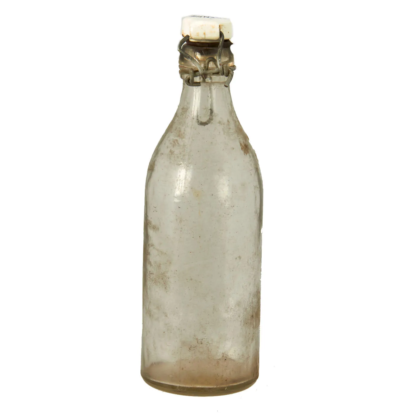 Original German WWII Luftwaffe Marked Clear Glass Beer or Wine Bottle - Marked Property of Luftwaffe