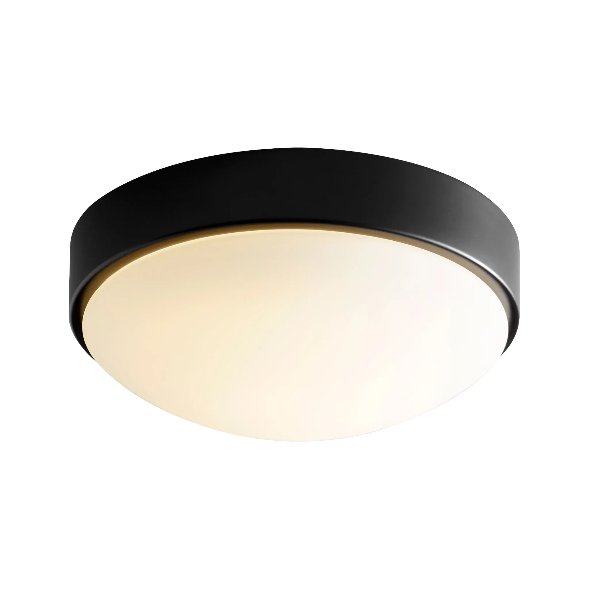 Oxygen JOURNEY Round Flush Mount Ceiling Light Fixture, 11 Inch - Black, White Opal Glass