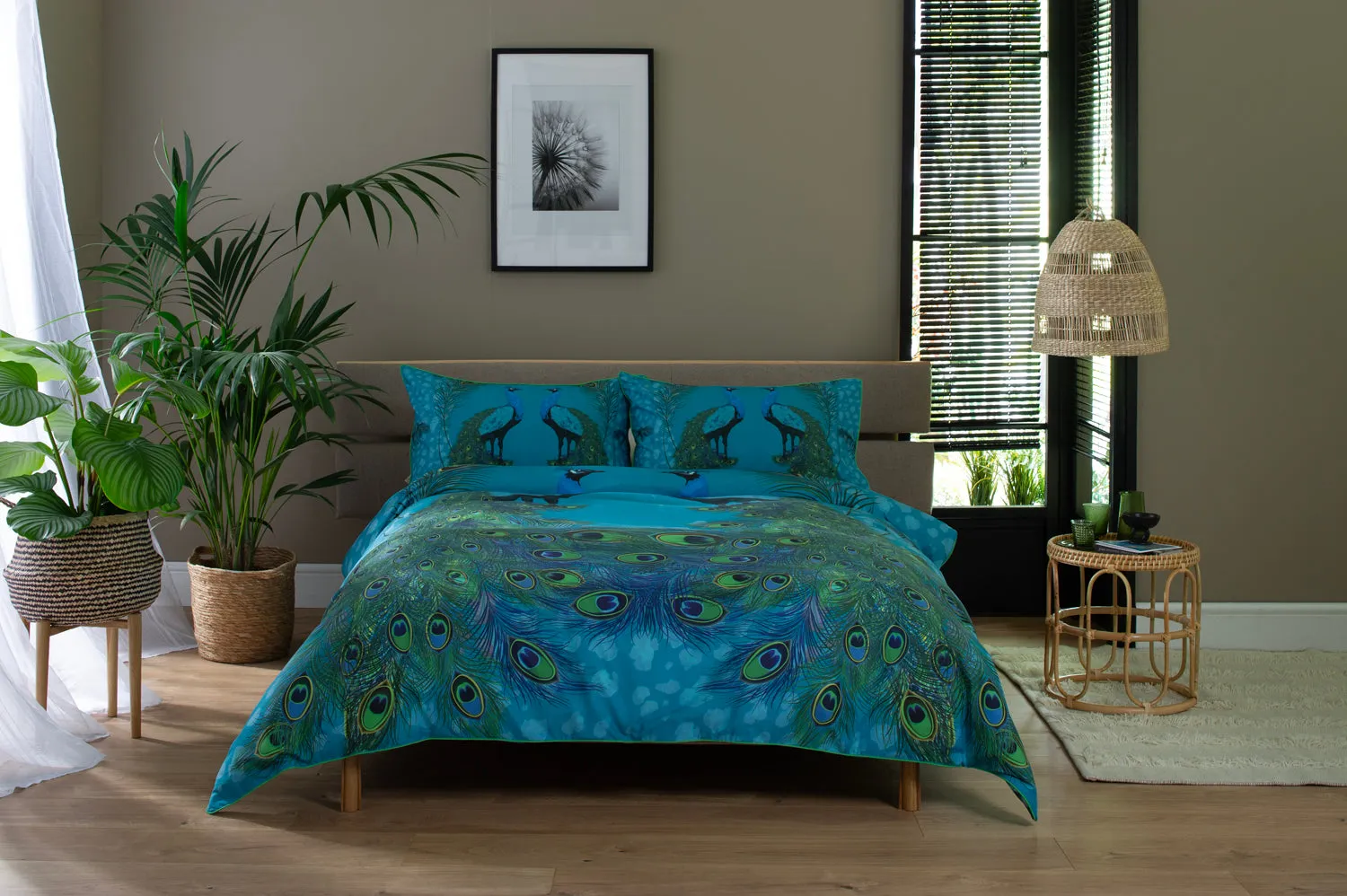 Peacock Deluxe Cotton Digital Printed Bedding Duvet Set