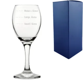 Personalised Engraved Pure Wine Glass with Name's Glass Handwritten Measurements Design, Customise with Any Name