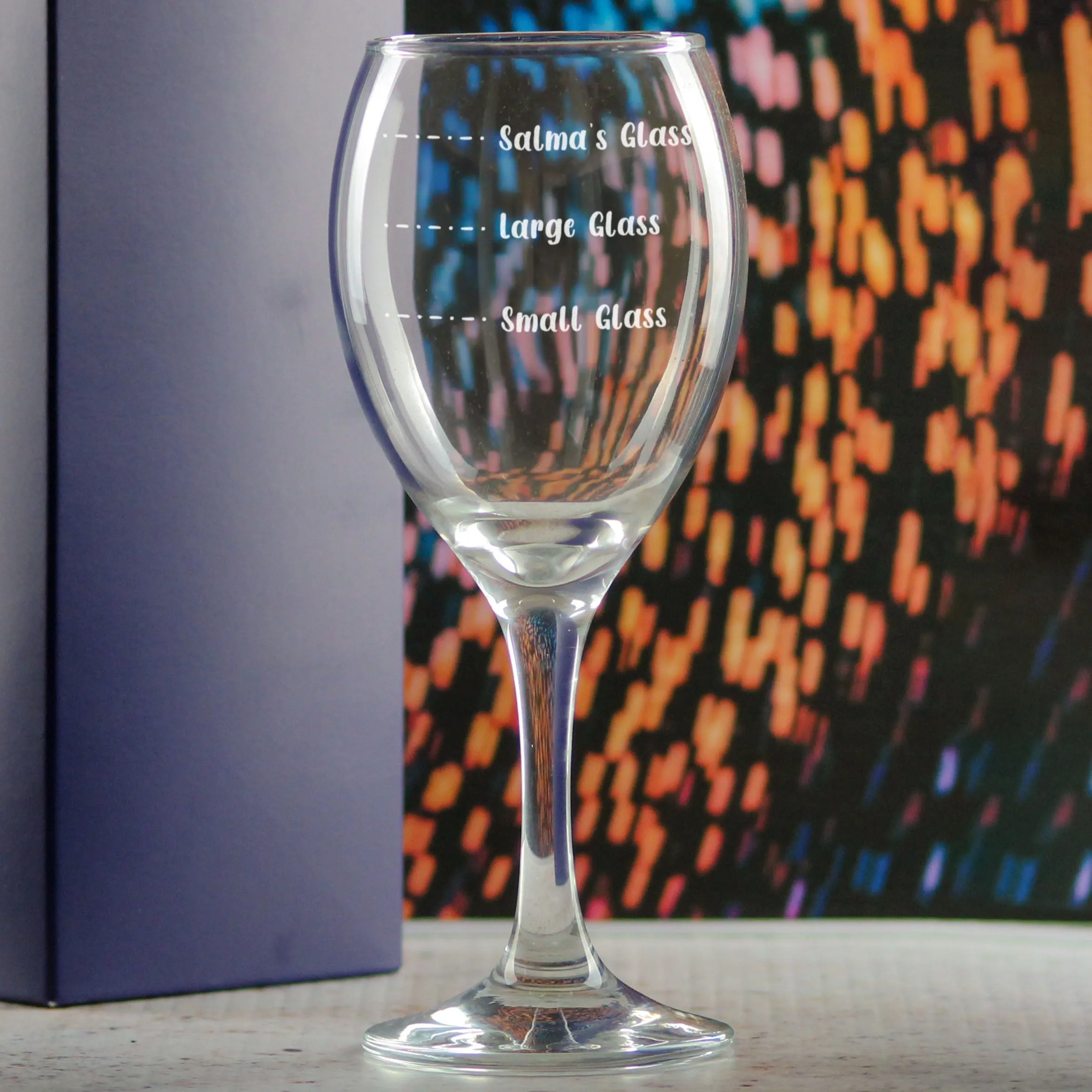 Personalised Engraved Pure Wine Glass with Name's Glass Handwritten Measurements Design, Customise with Any Name