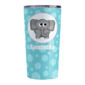 Personalized Cute Elephant Bubbly Turquoise Tumbler Cup