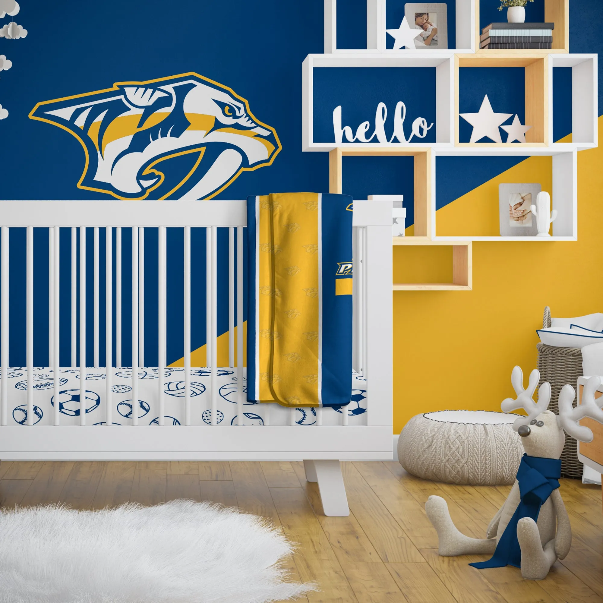 Personalized Nashville Predators Icon Baby Pixel Fleece Blanket