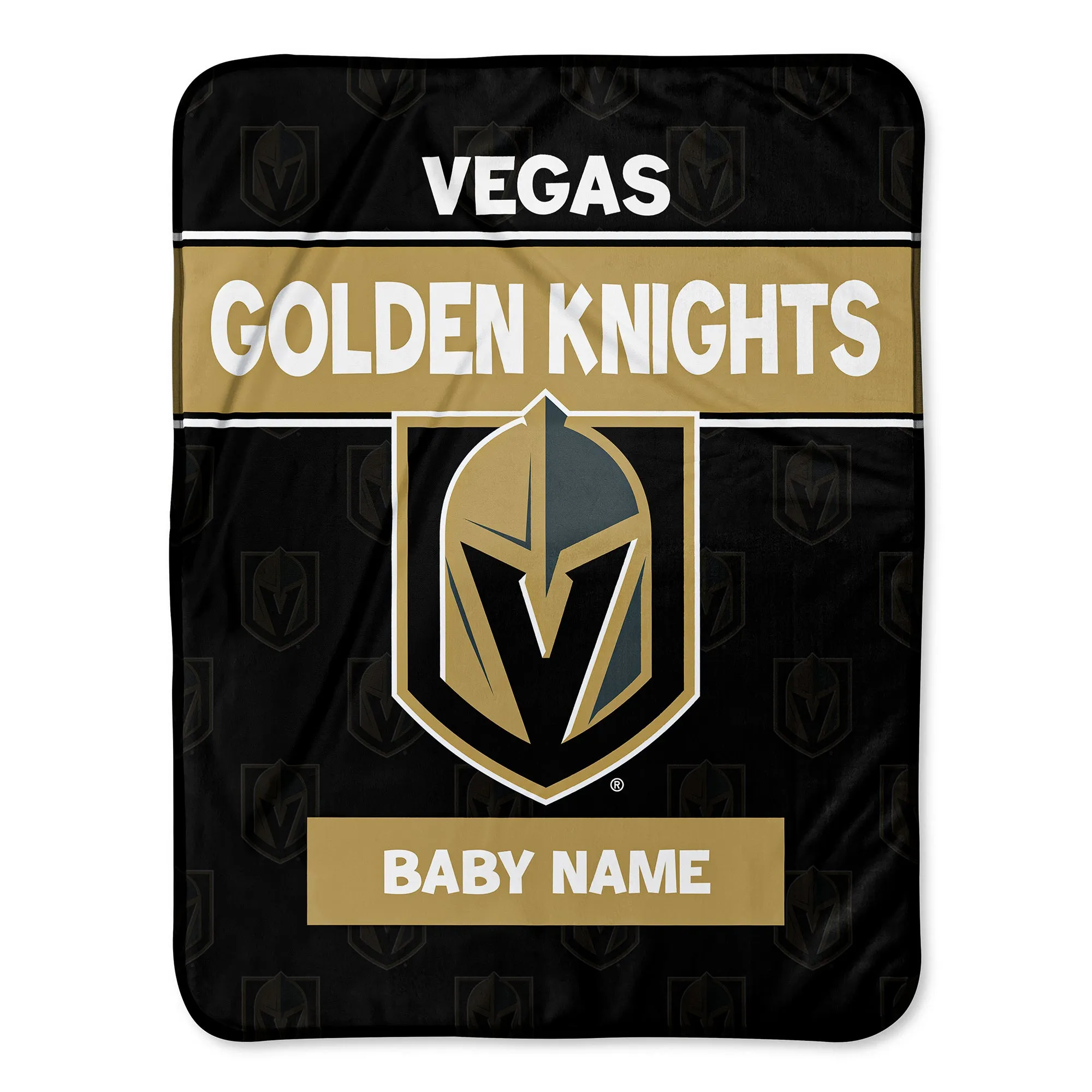 Personalized Vegas Golden Knights Emblem Baby Pixel Fleece Blanket