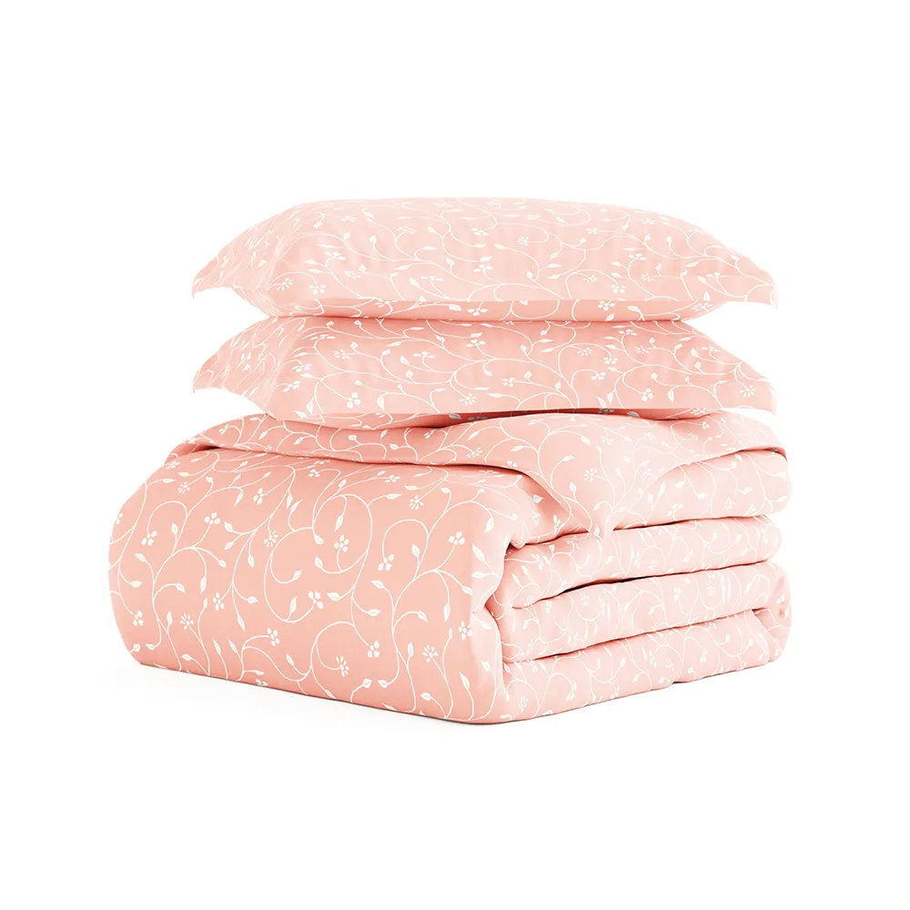 Pink Buds Pattern 3-Piece Duvet Cover Set