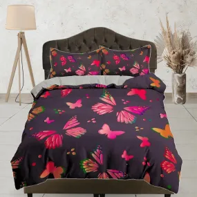 Pink butterfly bedding duvet cover colorful dorm bedding, full size adult duvet king queen twin, butterfly nursery toddler bedding