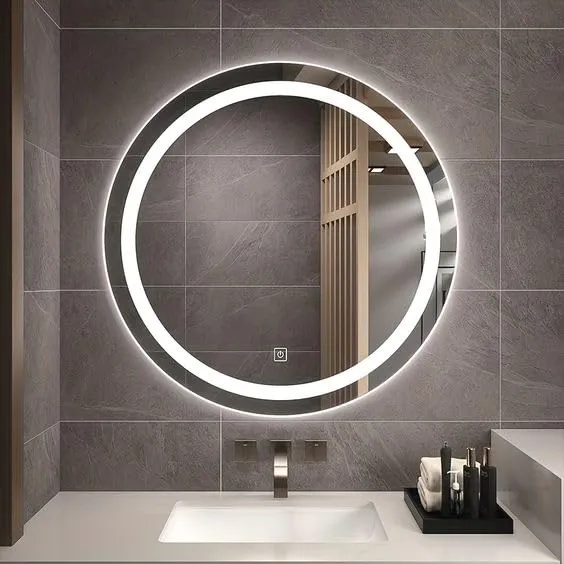 PLAZZIO Round Wall Led Mirror for Bathroom, Wash Besin with Touch Sensor and 3 LED Lights (White,Warm,Natural White) Size 24X24 inch