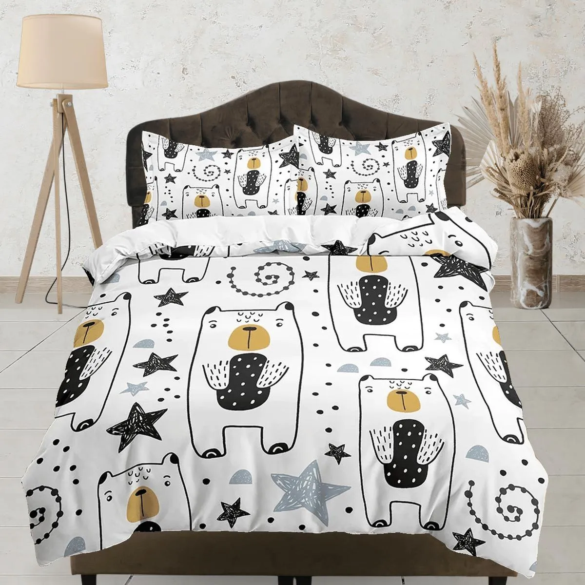 Polar Bear White Toddler Bedding, Unique Duvet Cover for Nursery Kids, Crib Bedding & Pillowcase, Baby Zipper Bedding, King Queen Full Twin