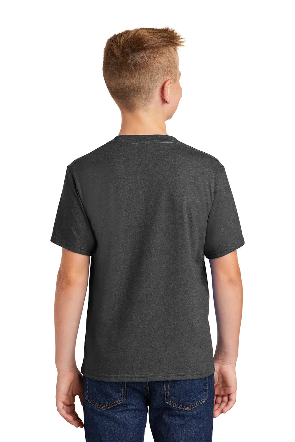 Port & Company Youth Fan Favorite Short Sleeve Crewneck T-Shirt - Heather Black