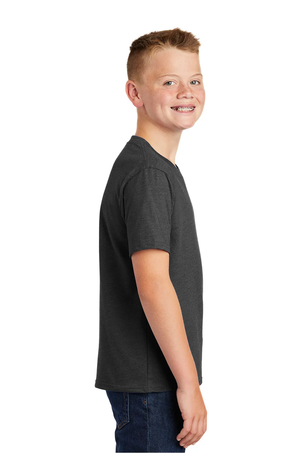 Port & Company Youth Fan Favorite Short Sleeve Crewneck T-Shirt - Heather Black